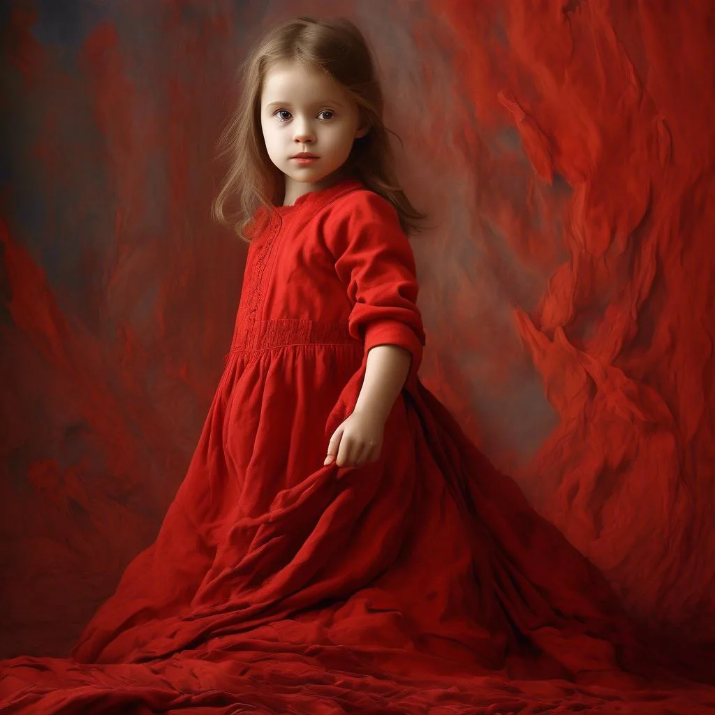 Petite fille en robe rouge – Jean Benner